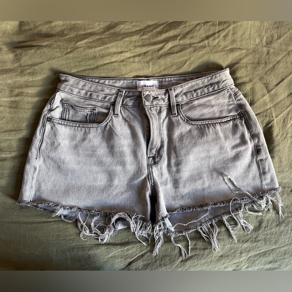 Frame Denim Gray Le Grand Garcone Shorts